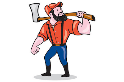 man chopping axe