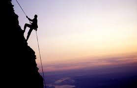 climbing a mountain